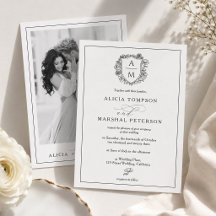 Elegante schwarze und weiße florale Wappen-Foto-Ho