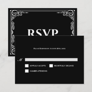 Elegante schwarze und weiße gotische Hochzeits-RSV RSVP Karte