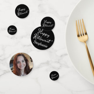 Elegante schwarze und weiße Happy-Rentner-Party Konfetti