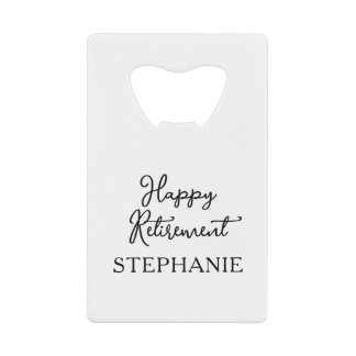 Elegante schwarze und weiße Happy-Ruhestandsfeier Geldbeutel Flaschenöffner