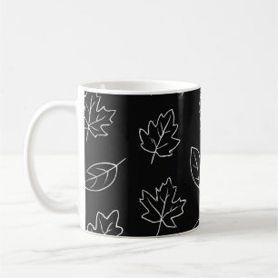 Elegante schwarze und weiße Herbstblatt-Kaffeetass Kaffeetasse