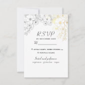 Elegante, schwarze und weiße Hochzeit in Floral RSVP Karte (Vorderseite)