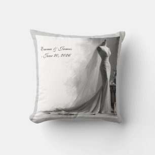 Elegante schwarze und weiße Hochzeit  Kissen