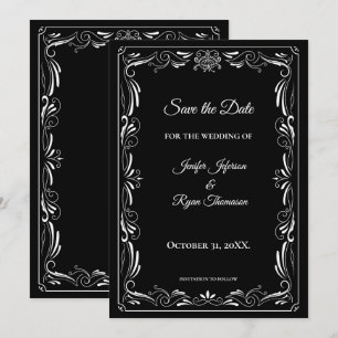 Elegante schwarze und weiße Hochzeit - Save-the-Da Ankündigung
