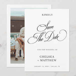 Elegante schwarze und weiße Hochzeit Save The Date