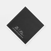 Elegante schwarze und weiße Hochzeit Serviette (Ecke)