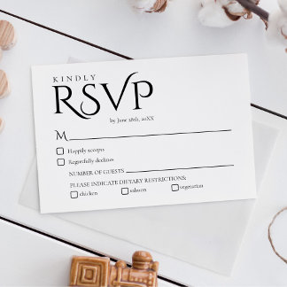 Elegante schwarze und weiße Hochzeits-RSVP-Karte RSVP Karte