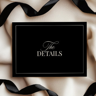 Elegante schwarze und weiße Hochzeitsdetails Begleitkarte