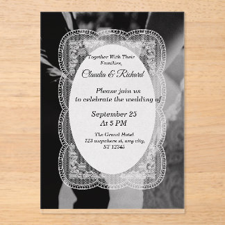 Elegante schwarze und weiße Hochzeitseinladung Acryleinladungen