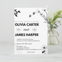 Elegante schwarze und weiße Hochzeitseinladung
