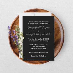 Elegante schwarze und weiße Hochzeitseinladung Einladung