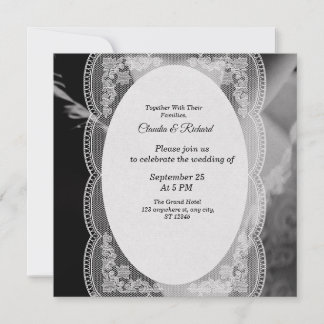 Elegante schwarze und weiße Hochzeitseinladung Einladung