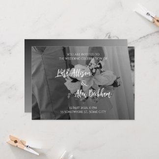 Elegante schwarze und weiße Hochzeitseinladung Einladung