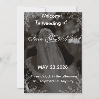 Elegante schwarze und weiße Hochzeitseinladung | K Einladung