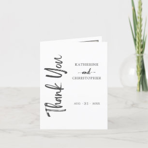 Elegante schwarze und weiße Hochzeitsfotografie mi Dankeskarte