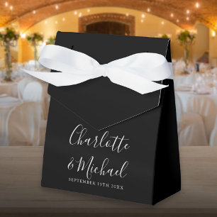 Elegante schwarze und weiße Hochzeitsgunstbox mit Geschenkschachtel
