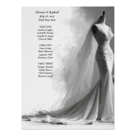 Elegante schwarze und weiße Hochzeitssitzordnung Poster
