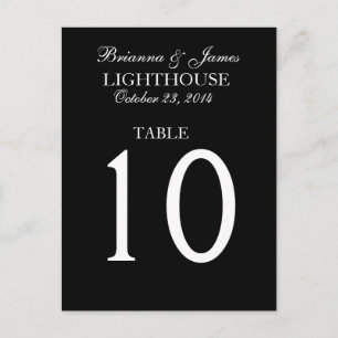 Elegante schwarze und weiße Hochzeitstisch-Nummer Postkarte