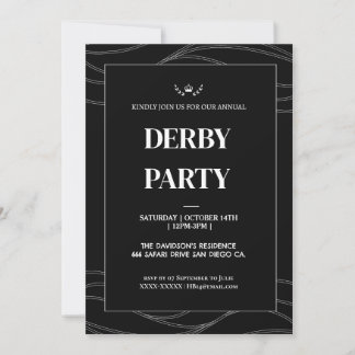 Elegante schwarze und weiße Kentucky-Derbyparty-Ei Einladung