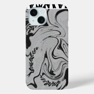 Elegante schwarze und weiße Marmor-Blatt-Swirle iP Case-Mate iPhone Hülle