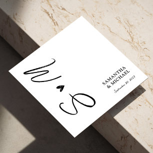 Elegante schwarze und weiße Monogramm-Initialen-Ho Serviette
