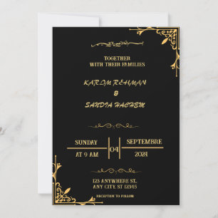 Elegante schwarze und weiße muslimische Hochzeitse Einladung