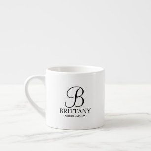 Elegante schwarze und weiße personalisierte Brautj Espressotasse