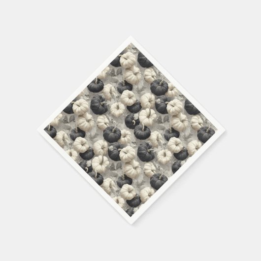 Elegante schwarze und weiße Pumpkins Serviette (Ecke)