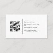 Elegante schwarze und weiße QR Code Business Card Visitenkarte (Rückseite)