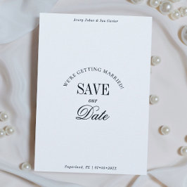 Elegante schwarze und weiße Save-the-Date-Karte im Save The Date