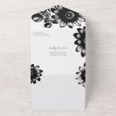 Elegante schwarze und weiße Sonnenblumen All In One Einladung (Außenbereich)