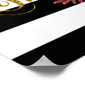 Elegante schwarze und weiße Streifen mit rosafarbe Poster (Ecke)