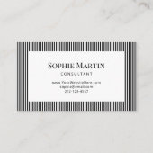 Elegante schwarze und weiße Streifen Visitenkarte (Rückseite)