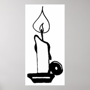 Elegante schwarze und weiße Vintage-Brennkerze Poster