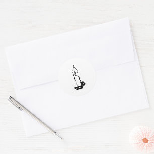 Elegante schwarze und weiße Vintage-Kerze im Brand Runder Aufkleber