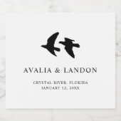 Elegante schwarze und weiße Vögel einer Feather Ho Schaumweinetikett (Einzelnes Label)