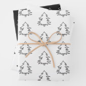 Elegante schwarze und weiße Weihnachtsbaumen Geschenkpapier Set (Beispiel)