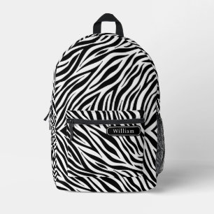 Elegante schwarze und weiße Zebrastreifen drucken Bedruckter Rucksack