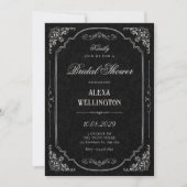 Elegante schwarze viktorianische Brautparty Einladung (Vorderseite)
