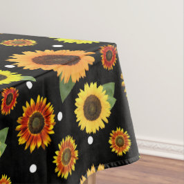 Elegante Schwarze Vintage Blüten Polka Dots Tischdecke
