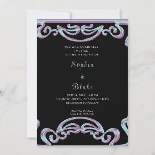 Elegante schwarze, violette und blaue Art Deco-Hoc Einladung