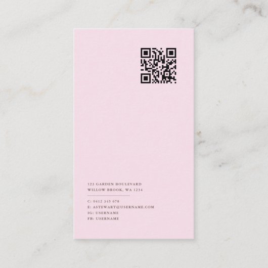 Elegante Schwarze Visitenkarte mit QR-Code (Rückseite)