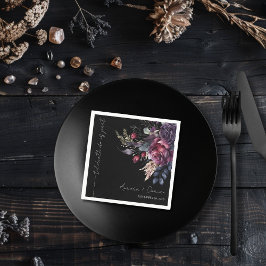 Elegante Schwarze Wasserfarbe Blumenzwiebelhochzei Serviette