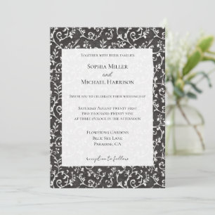 Elegante schwarze weiße abstrakte Hochzeit Einladung