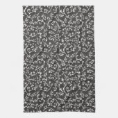 Elegante schwarze weiße abstrakte Hochzeit Geschirrtuch (Vertikal)