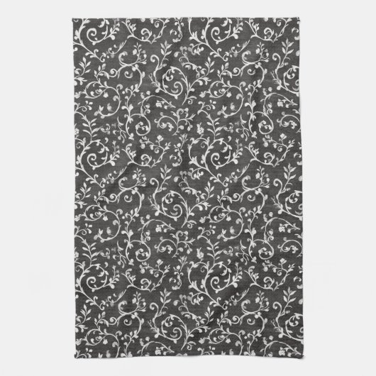 Elegante schwarze weiße abstrakte Hochzeit Geschirrtuch (Vertikal)