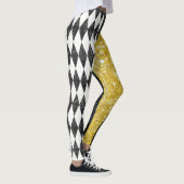 Elegante schwarze weiße goldene Harlekin-Diamant-A Leggings (Rechts)