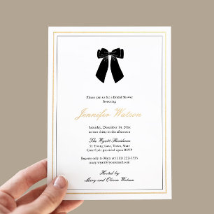 Elegante schwarze weiße Goldene Hochzeitsdusche Folieneinladung
