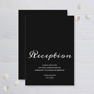 Elegante schwarze weiße Hochzeitsrezeption Begleitkarte