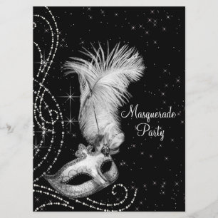 Elegante schwarze weiße Maskenparty Einladung